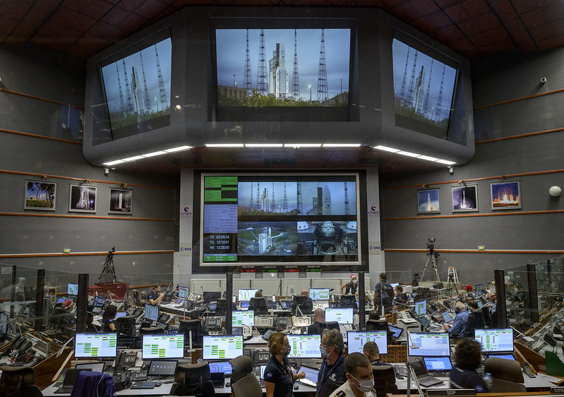 Kontrollzentrum des Weltraumbahnhofs Kourou in Französisch-Guayana. Foto: NASA/Bill Ingalls